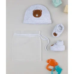 Prenatal Set de Gorro y Patucos para Bebé Niño en Gris