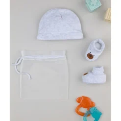Prenatal Set de Gorro y Patucos para Bebé Niño en Gris