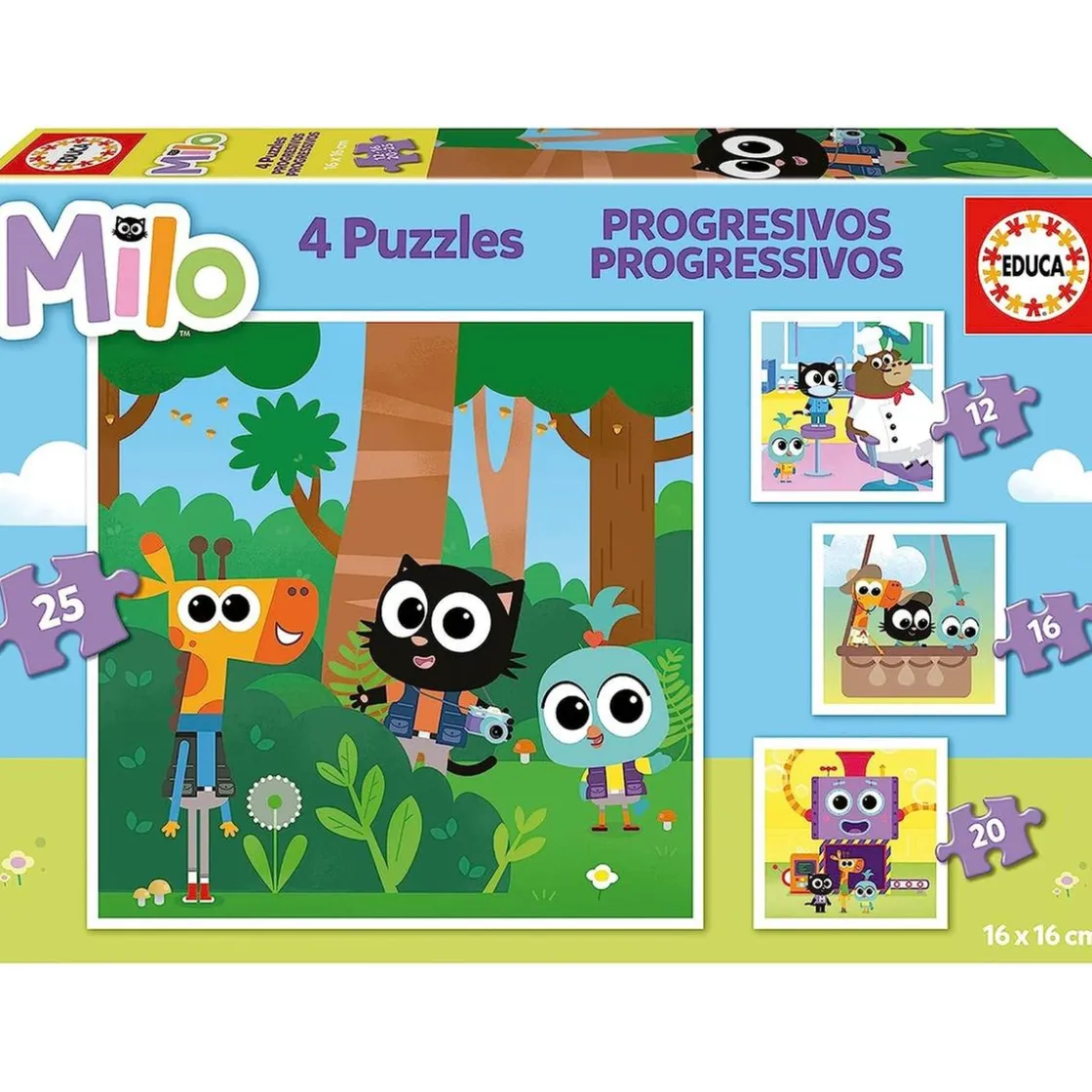 EDUCA BORRAS Set de puzzles infantiles progresivos de 12 a 25 piezas, medidas: 16 x 16 cm ㅤ