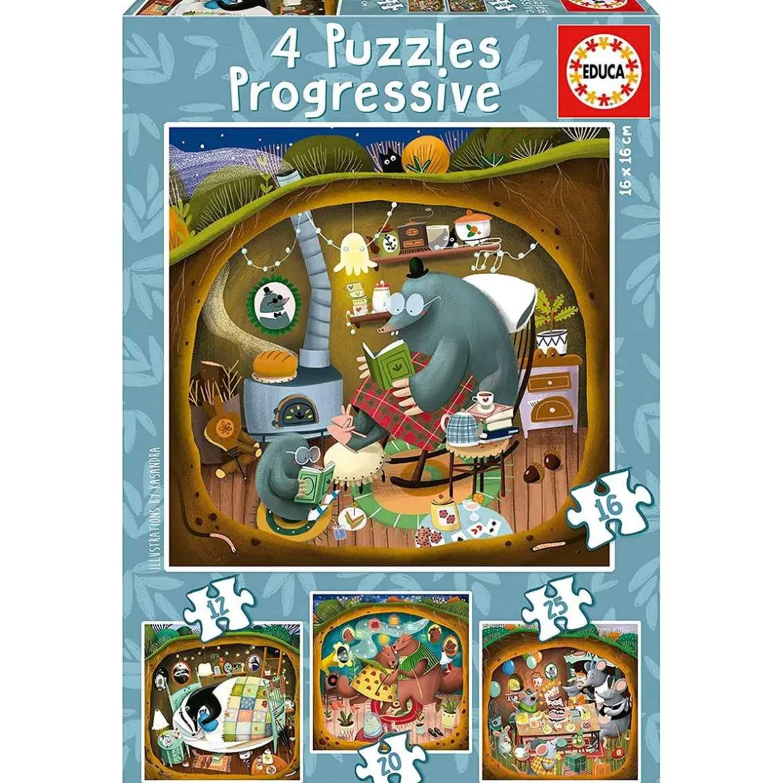 EDUCA BORRAS Set de puzzles infantiles progresivos: cuentos del bosque, 12-25 piezas ㅤ* Juegos Y Puzzles