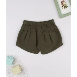 Prenatal Shorts de niña verdes con bordado floral