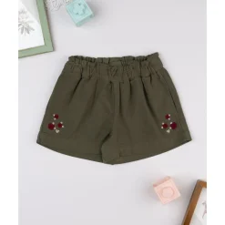 Prenatal Shorts verdes de niña con bordados