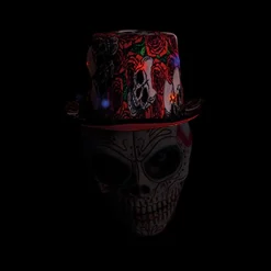 RUBIE'S Sombrero de Copa Calaveras y Rosas con Luz* Disfraces|Halloween