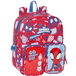 SAFTA Spidey - Mochila con bolsillos adaptable a carro - Colección Rescue* Material Escolar
