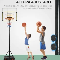 Outsunny Sportnow - Canasta de baloncesto altura ajustable de 178-208 cm Amarillo y Negro* Deportes