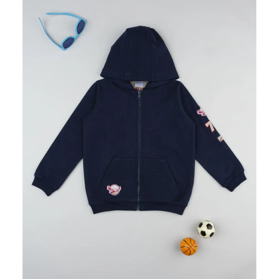 Prenatal Sudadera con capucha azul para niño con parche decorativo