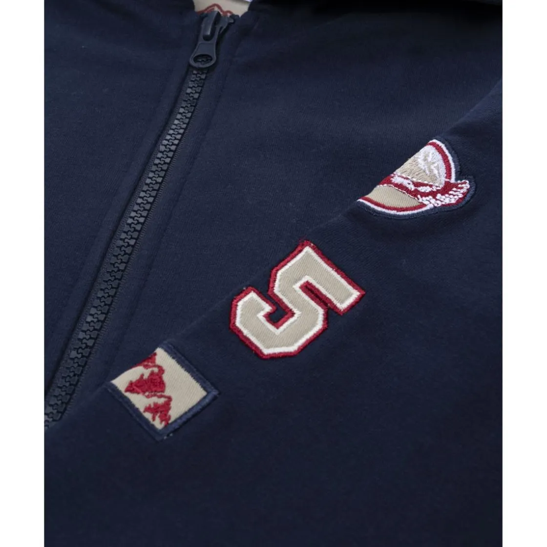 Prenatal Sudadera con capucha azul para niño con parche decorativo