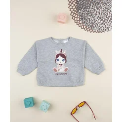 Prenatal Sudadera de niña gris con estampado