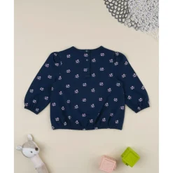 Prenatal Sudadera niña azul con flores rosas