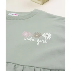 Prenatal Sudadera niña verde con margaritas