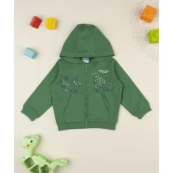 Prenatal Sudadera niño verde dinosaurios con capucha