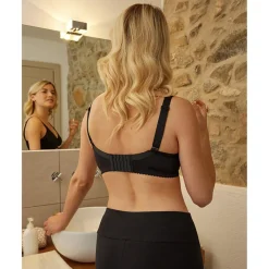 Prenatal Sujetador de lactancia negro con estampado de lunares