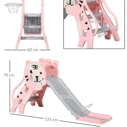 AIYAPLAY Tobogán 3 en 1 Tigre Rosa y Gris