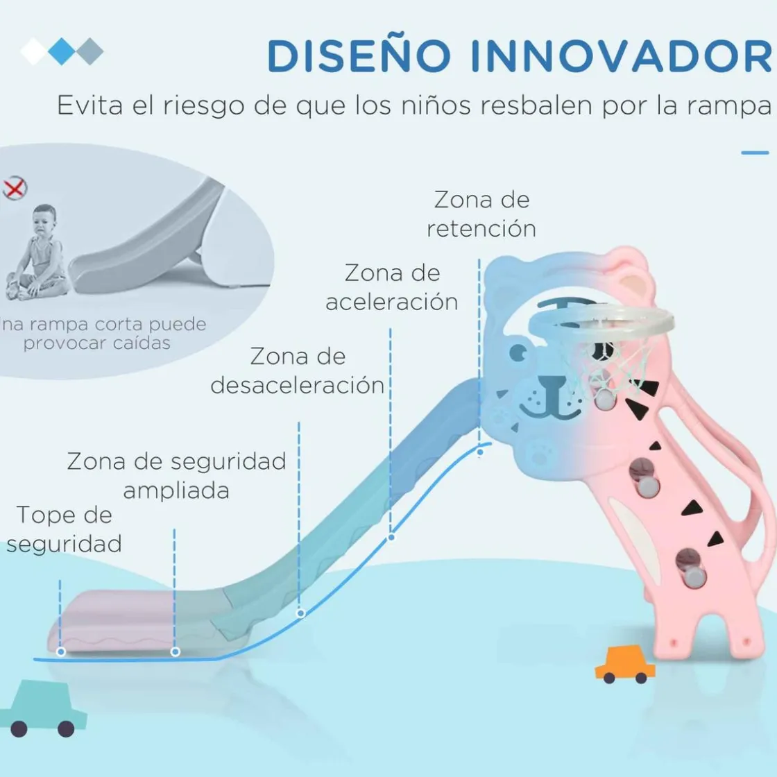 AIYAPLAY Tobogán 3 en 1 Tigre Rosa y Gris