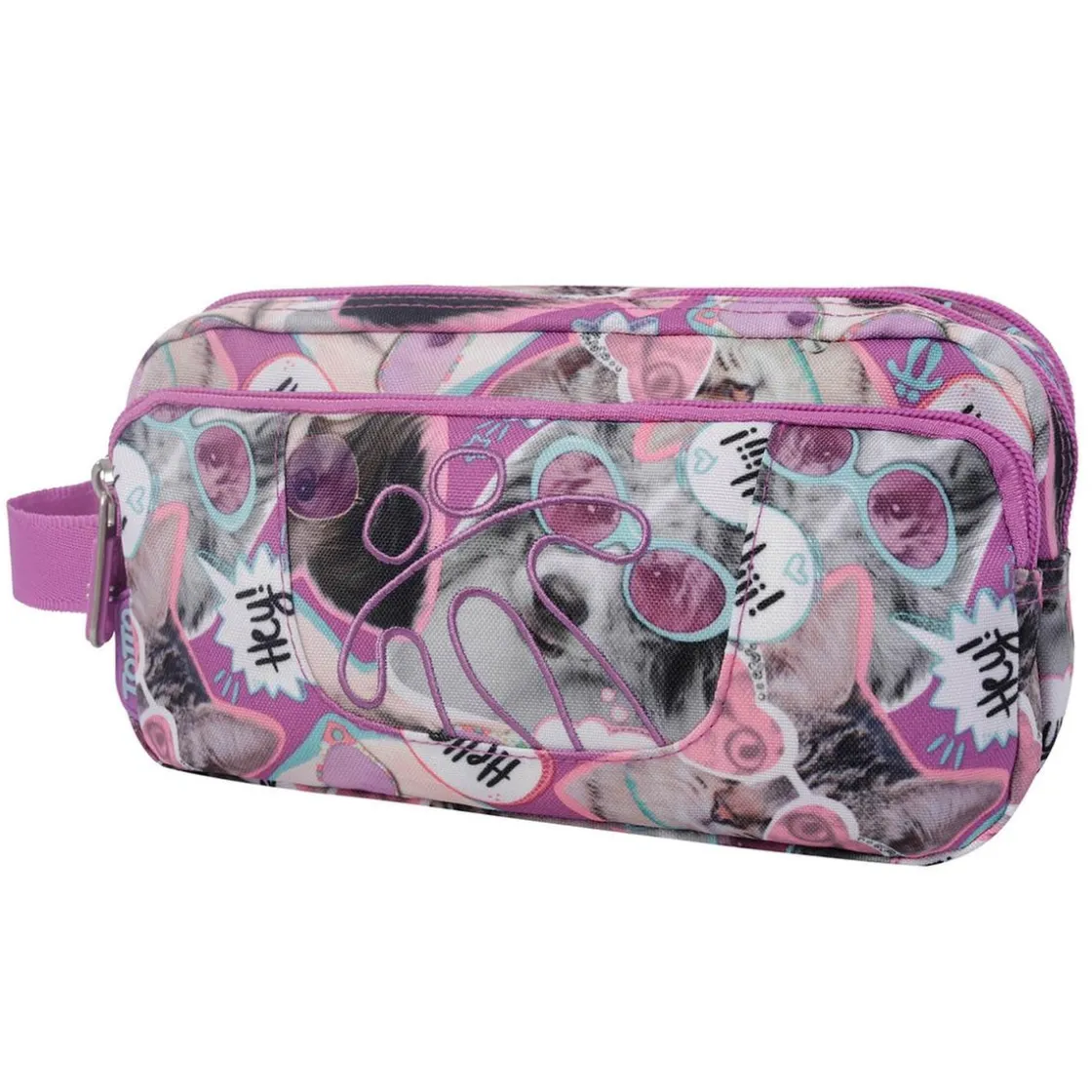 TOTTO - Estuche escolar 3 compartimentos - Mascotas divertidas* Material Escolar