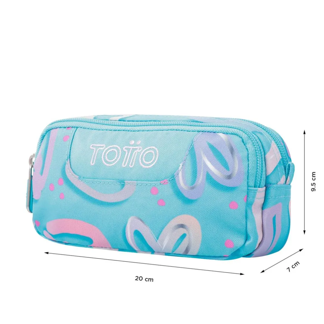 TOTTO - Estuche escolar dos compartimentos corazones pintados Sobre* Material Escolar