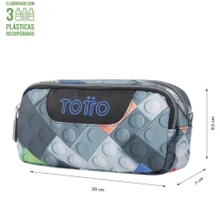 TOTTO - Estuche escolar dos compartimentos bloques Sobre* Material Escolar
