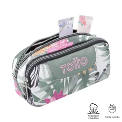 TOTTO - Estuche escolar dos compartimentos tropical cebras Sobre* Material Escolar