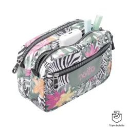 TOTTO - Estuche escolar tres compartimentos tropical cebras Plastilina