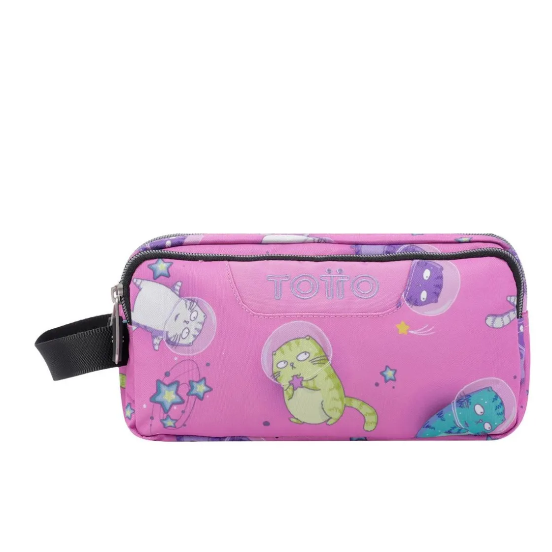 TOTTO - Estuche escolar tres compartimentos gatos astronautas Agapec* Material Escolar