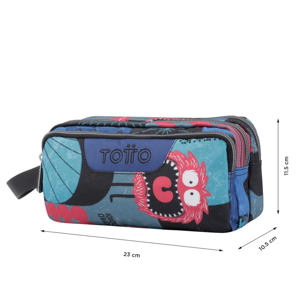 TOTTO - Estuche escolar tres compartimentos cyber monstruos Agapec