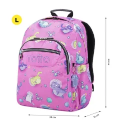 TOTTO - Mochila escolar adaptable a carro gatos astronautas Acuareles* Material Escolar