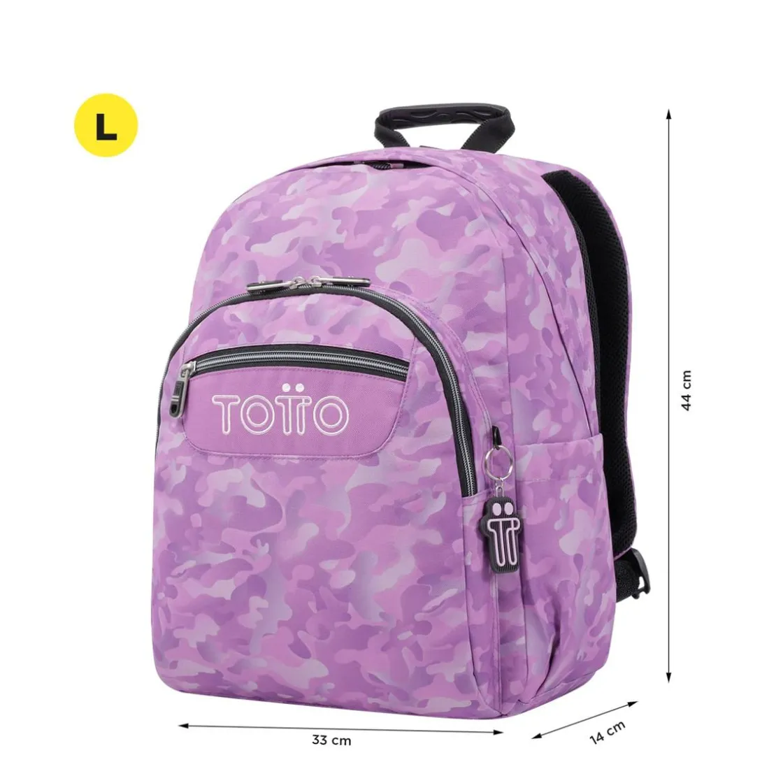 TOTTO - Mochila escolar adaptable a carro camuflaje rosa Acuareles