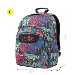 TOTTO - Mochila escolar adaptable a carro graffiti Acuareles