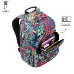 TOTTO - Mochila escolar adaptable a carro graffiti Acuareles