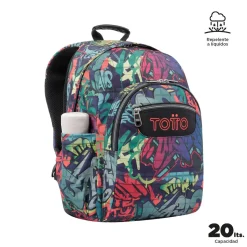 TOTTO - Mochila escolar adaptable a carro graffiti Acuareles