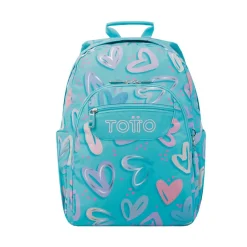TOTTO - Mochila escolar adaptable a carro corazones pintados Acuareles