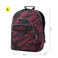 TOTTO - Mochila escolar adaptable a carro tiza roja Acuareles* Material Escolar