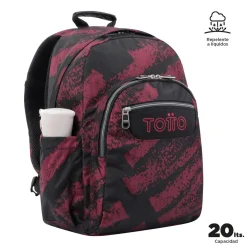 TOTTO - Mochila escolar adaptable a carro tiza roja Acuareles* Material Escolar
