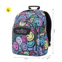 TOTTO - Mochila escolar adaptable a carro emojis Acuareles* Material Escolar