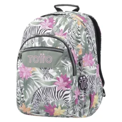 TOTTO - Mochila escolar adaptable a carro tropical cebras Acuareles