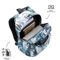 TOTTO - Mochila escolar adaptable a carro postales y casetes Acuareles* Material Escolar