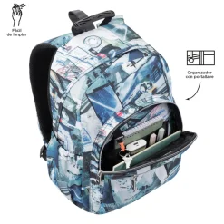 TOTTO - Mochila escolar adaptable a carro postales y casetes Acuareles* Material Escolar