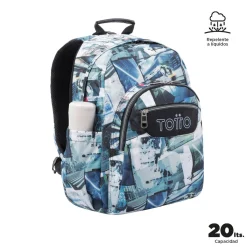 TOTTO - Mochila escolar adaptable a carro postales y casetes Acuareles* Material Escolar