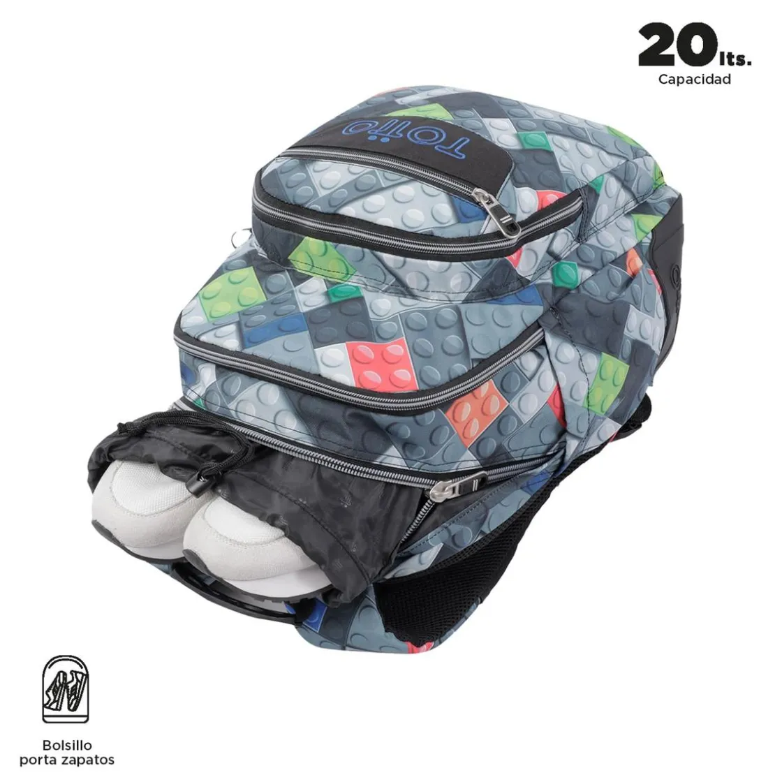 TOTTO - Mochila escolar bloques Crayoles* Material Escolar