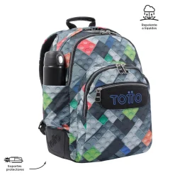 TOTTO - Mochila escolar bloques Crayoles* Material Escolar