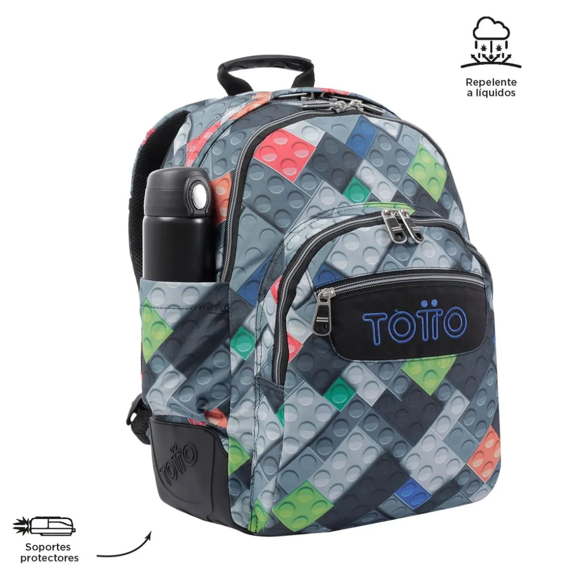 TOTTO - Mochila escolar bloques Crayoles* Material Escolar