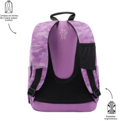 TOTTO - Mochila escolar camuflaje rosa Acuarela