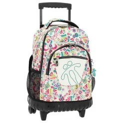 TOTTO - Mochila escolar con ruedas Renglones - Flores