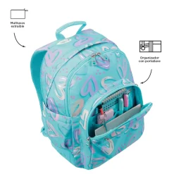 TOTTO - Mochila escolar corazones pintados Crayoles* Material Escolar