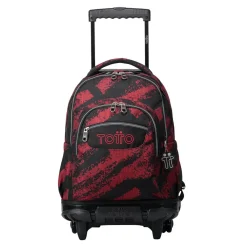 TOTTO - Mochila escolar con ruedas tiza roja Renglones