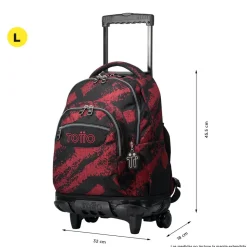 TOTTO - Mochila escolar con ruedas tiza roja Renglones