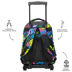 TOTTO - Mochila escolar con ruedas emojis Renglones