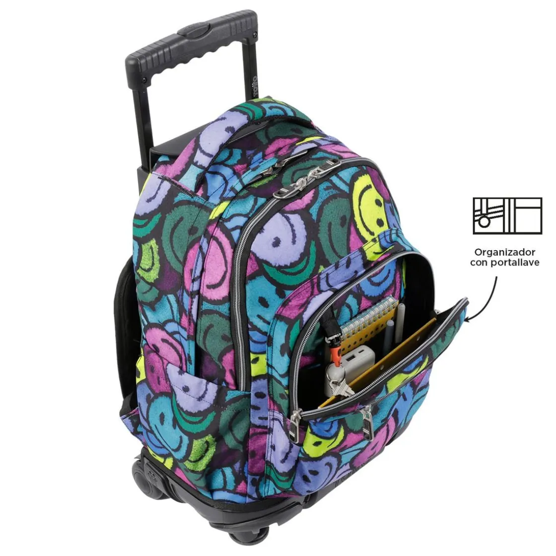 TOTTO - Mochila escolar con ruedas emojis Renglones