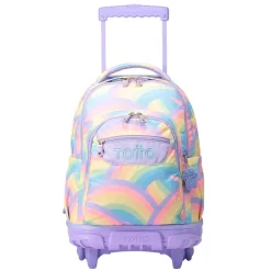 TOTTO - Mochila escolar con ruedas arcoíris Renglones* Material Escolar