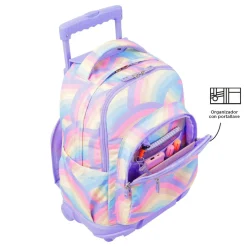 TOTTO - Mochila escolar con ruedas arcoíris Renglones* Material Escolar